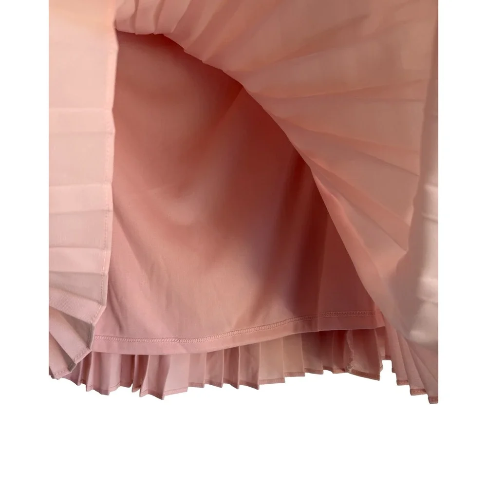 Banana Republic Pink Pleated Mini Skirt Elastic Waist L Accordion Chiffon Style